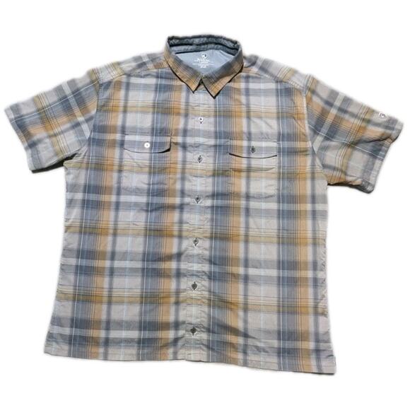 KÜHL Response Men’s Short Sleeve Plaid Button Shirt Large Outdoor Hiking Casual - Picture 1 of 9